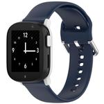 For Xplora X6 Play Kids Watch Solid Color Silver Buckle Silicone Watch Band, Size:S(Dark Blue)