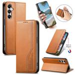 For Samsung Galaxy A36 5G Elastic Wristband Magnetic Suction Leather Phone Case(Brown)