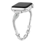 For Apple Watch 46mm / 49mm / 45mm / 44mm Copper Inlaid Zircon Snake Head Watch Band(Silver)