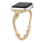 For Apple Watch 42mm / 41mm / 40mm / 38mm Copper Inlaid Zircon Snake Head Watch Band(Gold)