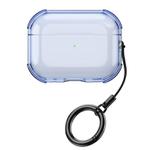 For AirPods Pro 3 Simple Transparent Soft Shell TPU Earphone Protective Cover  with Ring Rope(Transparent Blue)