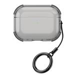 For AirPods 2 / 1 Simple Transparent Soft Shell TPU Earphone Protective Cover  with Ring Rope(Transparent Black)