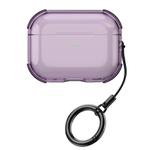 For AirPods 2 / 1 Simple Transparent Soft Shell TPU Earphone Protective Cover  with Ring Rope(Transparent Purple)