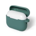 For AirPods Pro 3 Flat-bottom Solid Color Liquid Silicone Earphone Protective Cover(Pine Green)