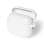 For AirPods Pro 3 Flat-bottom Solid Color Liquid Silicone Earphone Protective Cover(Crescent Moon White)