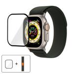 For Apple Watch Series 10 46mm Wild Path Loop Nylon Watch Band with 3D Curved Film(Army Green)