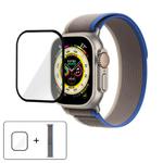 For Apple Watch Series 10 46mm Wild Path Loop Nylon Watch Band with 3D Curved Film(Blue Gray)