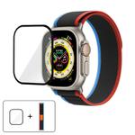 For Apple Watch 6 / 5 / 4 / SE 40mm Wild Path Loop Nylon Watch Band with 3D Curved Film(Blue Black)