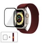 For Apple Watch 6 / 5 / 4 / SE 44mm Wild Path Loop Nylon Watch Band with 3D Curved Film(Wine Red)