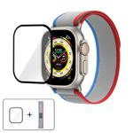 For Apple Watch Series 9 / 8 / 7 41mm Wild Path Loop Nylon Watch Band with 3D Curved Film(Red Gray)