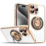 For iPhone 15 Pro Max Colorful 360 Invisible Ring MagSafe Phone Case(Gold)