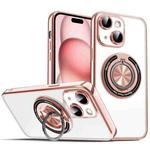 For iPhone 15 Plus Colorful 360 Invisible Ring MagSafe Phone Case(Pink)