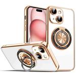 For iPhone 15 Colorful 360 Invisible Ring MagSafe Phone Case(Gold)