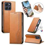 For Motorola Moto G86 5G Elastic Wristband Magnetic Suction Leather Phone Case(Brown)