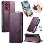 For Motorola Moto Edge 50 Fusion Elastic Wristband Magnetic Suction Leather Phone Case(Purple)