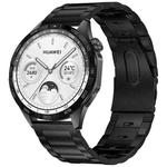 22mm Hooked Buckle Quick Release Ear Switch Three Beads Stainless Steel Watch Band(Black)