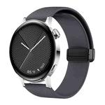 22mm Lychee Texture Magnetic Fold Buckle Solid Color Silicone Watch Band(Starlight Lime)