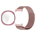 For Samsung Galaxy Watch8 44mm Full Coverage TPU Protective Cover Milanese Magnetic Metal Watch Band(Rose Pink)
