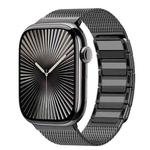 For Apple Watch 46mm / 49mm / 45mm / 44mm Magnetic Woven I-Shaped Stainless Steel Watch Band(Titanium Gray)