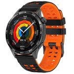 22mm Double Holes Two Color Silicone Watch Band(Black Orange)