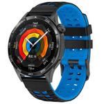 22mm Double Holes Two Color Silicone Watch Band(Black Blue)