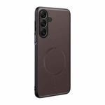 For Samsung Galaxy S24 FE 5G Plain Leather MagSafe Shockproof Phone Case(Brown)