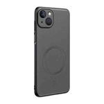 For iPhone 13 Plain Leather MagSafe Shockproof Phone Case(Gray)