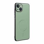 For iPhone 14 Plain Leather MagSafe Shockproof Phone Case(Green)