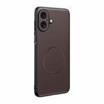 For iPhone 16 Plus Plain Leather MagSafe Shockproof Phone Case(Brown)