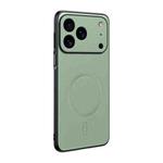 For iPhone 17 Pro Max Plain Leather MagSafe Shockproof Phone Case(Green)