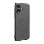 For iPhone 17 Plain Leather MagSafe Shockproof Phone Case(Gray)