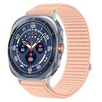 For Samsung Galaxy Watch Ultra 47mm / Ultra 2025 Woven Nylon Hook And Loop Fastener Metal Interface Watch Band(Pink)