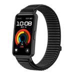 For Huawei Band 10 / 9 / 8 Woven Nylon Hook And Loop Fastener Metal Interface Watch Band(Black)