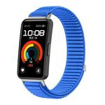 For Huawei Band 10 / 9 / 8 Woven Nylon Hook And Loop Fastener Metal Interface Watch Band(Klein Blue)