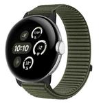For Google Pixel Watch 1 / 2 / 3 / 4 41mm Woven Nylon Hook And Loop Fastener Metal Interface Watch Band(Spruce Green)