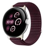 For Google Pixel Watch 1 / 2 / 3 / 4 41mm Woven Nylon Hook And Loop Fastener Metal Interface Watch Band(Plum)