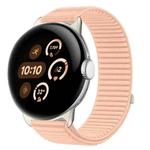 For Google Pixel Watch 4 / 3 45mm Woven Nylon Hook And Loop Fastener Metal Interface Watch Band(Pink)