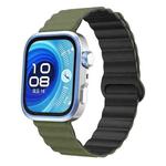 For Huawei Watch Fit 4 / Fit 4 Pro / Fit 3 Wave Magnetic Silicone Watch Band(Army Green Black)