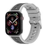 For Apple Watch 46mm / 49mm / 45mm / 44mm Two-Tone Vertical Stripe Silicone Watch Band(Starlight + Brown)