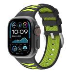 For Apple Watch 42mm / 41mm / 40mm / 38mm Tire Texture Two-Color Silicone Watch Band(Black + Lime Green)