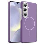 For Samsung Galaxy S24 5G Gold Armor PC Thin Circle MagSafe Shockproof Phone Case(Purple)