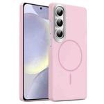 For Samsung Galaxy S24+ 5G Gold Armor PC Thin Circle MagSafe Shockproof Phone Case(Pink)