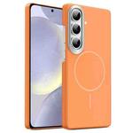 For Samsung Galaxy S24+ 5G Gold Armor PC Thin Circle MagSafe Shockproof Phone Case(Orange)