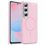 For Samsung Galaxy S24 FE 5G Gold Armor PC Thin Circle MagSafe Shockproof Phone Case(Pink)