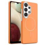 For Samsung Galaxy A13 4G Gold Armor PC Thin Circle MagSafe Shockproof Phone Case(Orange)