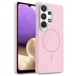 For Samsung Galaxy A33 5G Gold Armor PC Thin Circle MagSafe Shockproof Phone Case(Pink)