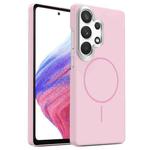 For Samsung Galaxy A53 5G Gold Armor PC Thin Circle MagSafe Shockproof Phone Case(Pink)