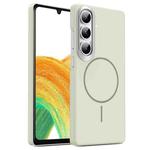 For Samsung Galaxy A34 5G Gold Armor PC Thin Circle MagSafe Shockproof Phone Case(Titanium Gray)