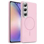 For Samsung Galaxy A54 5G Gold Armor PC Thin Circle MagSafe Shockproof Phone Case(Pink)