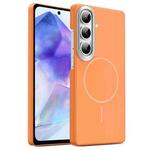 For Samsung Galaxy A55 5G Gold Armor PC Thin Circle MagSafe Shockproof Phone Case(Orange)